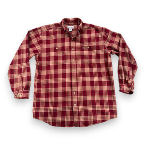 Vintage Carhartt Shirt Adult LARGE Red Brown Plaid Flannel Workwear Outdoor Y2K